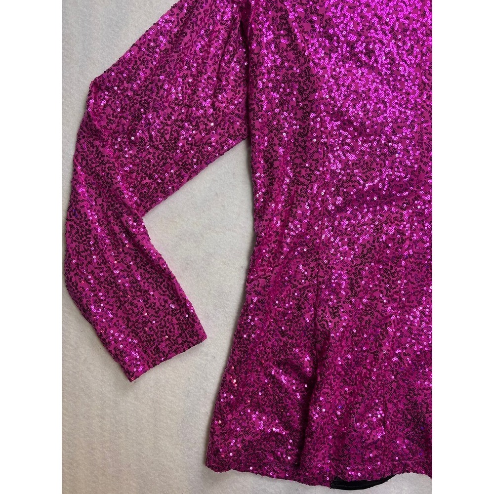 Dance Sophisticates Mens Hot Pink Sequin Blazer Jacket Satin‎ Lapel USA Made 38 - Picture 11 of 12